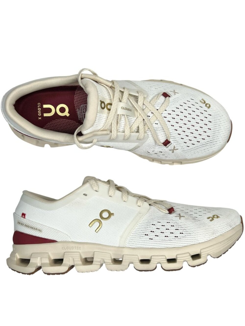 On Cloud X 4 Sneakers Limited Edition White Dark Red Trainers US Women's 9